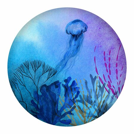 NEXT INNOVATIONS Jellyfish Round Wall Art 101410036-JELLYFISH